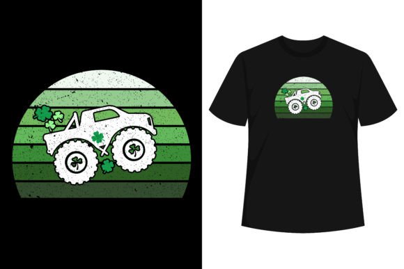 Kids Monster Truck Shamrock Retro T-Shirt Graphic Review
